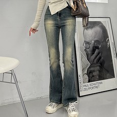 레몬소울 여성용 렐로 빈티지 브러쉬 부츠컷 데님 팬츠 00304