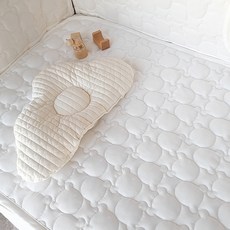 아이레빗 유아용 인견 곰누빔 도톰 양면 침대 패드 보니스마트 호환, 크림 화이트 + 크림 아이보리, 1개