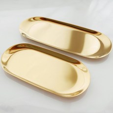 Ju and Ji 橢圓形金屬托盤 2入, 金黃色