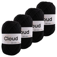 Cloud混紡棉質編織繩線, 4個, 14黑色