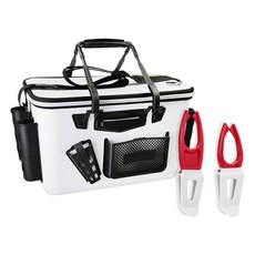 SCHWARZ KOREA 釣魚拉鍊冰筒袋+釣竿架, 保冰袋(白色)+支架(隨機出貨)