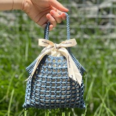 MystiKotita DIY CC紗迷你Jojo網袋編織材料包 影片教學課程套組, 1套, 天際藍