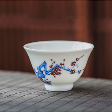 Kyungdeukjin青花松竹梅茶杯, 李子（藍+白+紅）, 1個