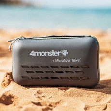 4monster 超細纖維 登山 游泳 旅行 運動 濕式 乾式 超細纖維 多用途毛巾 XS + EVA收納盒 30 x 50 cm, 苔蘚綠, 1個