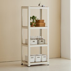 Tres Belle 雙角鋼組合式鐵架, 4層, 白色