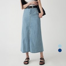 Cotton Closet 女款涼爽丹寧後開衩長裙