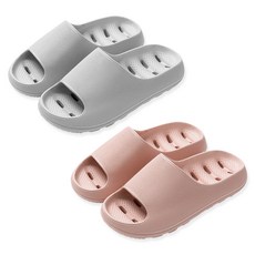 Healing Spot 女性用防滑浴室拖鞋2件組, 1個, 灰色, 粉紅色