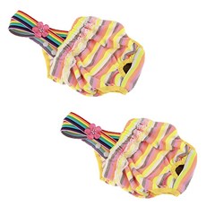 JOYnJOY Rainbow Suspenders Dog Sanitary Panties 黃色, 小型, 2個, 1件