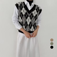 Babbling Brook 女款V領菱格紋針織背心