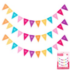 PARTYSHOW 毛氈派對掛旗, 3個, 三角花朵