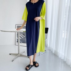 BORIMOM 孕婦拼色短袖連身裙 ID358