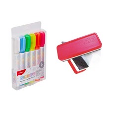 monAmi 玻璃彩繪筆 6色+白板擦 2個組, 混色, 1套