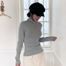 시크블랙 여성용 프레신 핑거 워머 목폴라 긴팔 티 cpt11095k2b