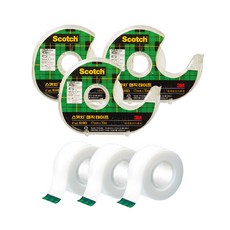 3M Scotch 隱形膠帶+膠帶台 18mm*16m+補充包 18mm*15m, 混色, 3組