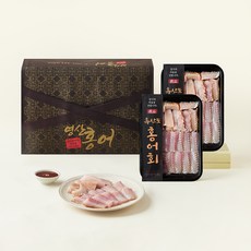 흑산도 품질 인증 프리미엄 모듬 홍어회 250g x 2개 + 영산홍어 초고추장 20g x 3개입 모듬 선물세트 (냉장), 1세트