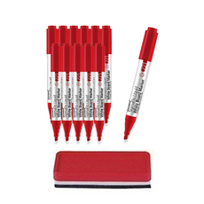 monAmi Sigmaflo 液體墨水白板筆 221 12入 +白板擦組, 紅色, 1套