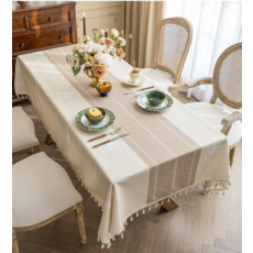 Harui 現代風 4人 6人 防水桌布, 米色, 1個, 140 x 140 cm