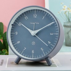 심플 원형 탁상 알람 시계 12.2 x 11.2 x 5.2 cm, 블루