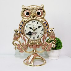 靜音貓頭鷹鑄造桌鐘 HSC-104, 金 (HSC-104G)