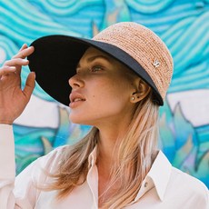 whitesands 凱莉拉菲草寬邊亞麻帽