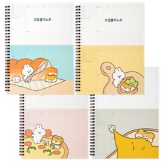 POPO FANCY 動物封面印花修正錯誤答案線圈筆記本 4入, 薄荷色、黃色、桃色、灰色, 1套