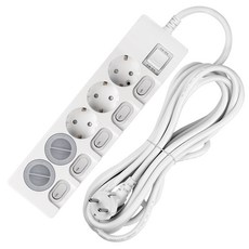 Sweet Home 獨立開關省電多頭 5 端口 + 安全蓋 2p 套裝, 7m, 單一顏色, 1套