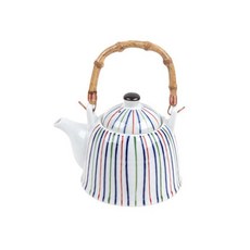 彩色條紋陶瓷茶壺, 混色, 550毫升