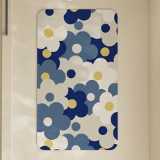 Daysoy 簡約設計吸附式浴室浴缸墊 70 x 40 cm, 1個, 10 藍色花