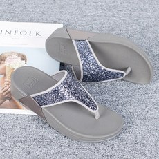 女款CK亮片厚底寶石夾腳拖鞋 4cm