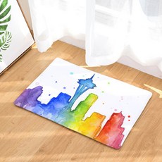 天際線水彩防滑地墊, 01, 1個