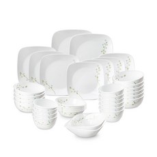 Corelle Brands 康寧餐具 Green Delight 10人份方形韓式餐具組 37件, 混合色, 餐具7種, 1套