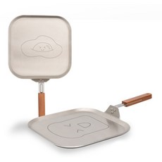 單柄方形不鏽鋼煎盤組 2件組, 混色, 吐司煎盤+荷包蛋煎盤