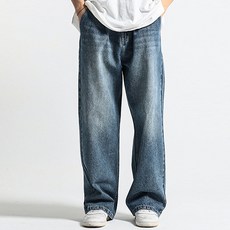Cramp Big Size Club 男款單褶鬆緊腰寬版牛仔褲