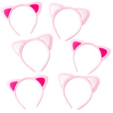 PARTYSHOW 粉紅貓咪髮箍2件組, 桃紅色白色, 3套