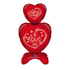 GRABO 立式雙愛心鋁箔氣球, 混色, 1個