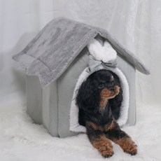 MAA 寵物蝴蝶結灰色小屋 拉鍊可拆式, 1個
