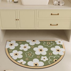 Witherhome 可愛花朵圖案半月形地墊, 綠色, 1個