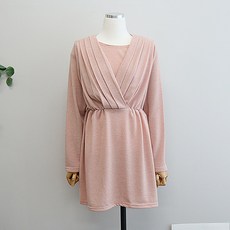 iyaan 孕婦交叉收腰長袖連身裙