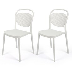 VERA Vera 塑膠藤編咖啡廳椅, 蠟白色, 2個