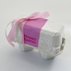 Tina Picnic 復活節雙格雞蛋包裝組(粉紅緞帶-粉紅貼紙)20入, 粉紅色(緞帶), 粉紅色(貼紙), 20套