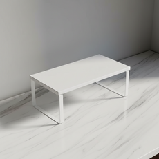 마켓피아 모니터 받침대 데스크 정리대 미니 테이블 소형 40 x 19 x 14.2 cm, 흰색 + 흰색 프레임