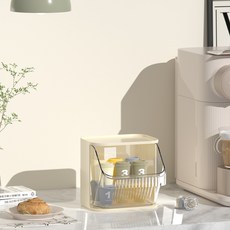 심플 사각 벽걸이가능 간식 커피 보관함, 아이보리, 1개