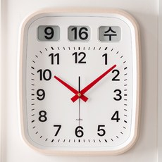 플라이토 이잉크 캘린더 플립 인테리어 무소음 벽시계, 크림