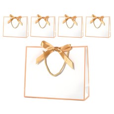 Hugoing 緞帶禮品提袋 白金色 中款 5入, 5個, 白金