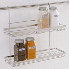 KUTSUWA HiLiNE 不鏽鋼掛式廚房多功能整理架, 1個, 單一顏色, 2層