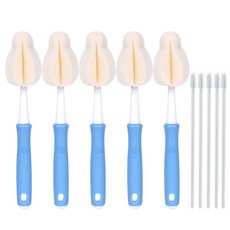 IZOA 過濾泡沫 2x 奶瓶清潔刷 5p + 吸管刷 5p 套組, 1組, 藍色(清潔刷)