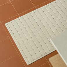 hanbit carpet 棋盤格圈絨劍麻感地墊 迷你地毯, 象牙白