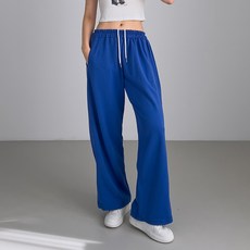 빼빼 여성용 2단기장 스트링 밴딩 옆절개라인 와이드 팬츠