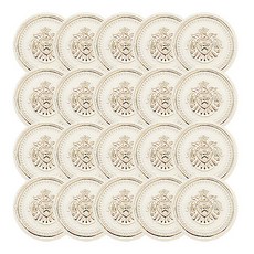 星盾徽章拋光電鍍鈕扣 15mm, 金色象牙白, 20個