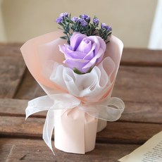 센트바스켓 조화 납골당 비누꽃 장미 미니 꽃다발, 퍼플, 1개